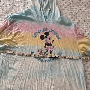 Disney Mickey Mouse Adult long sleeve T shirt with hood - Pastel Rainbow